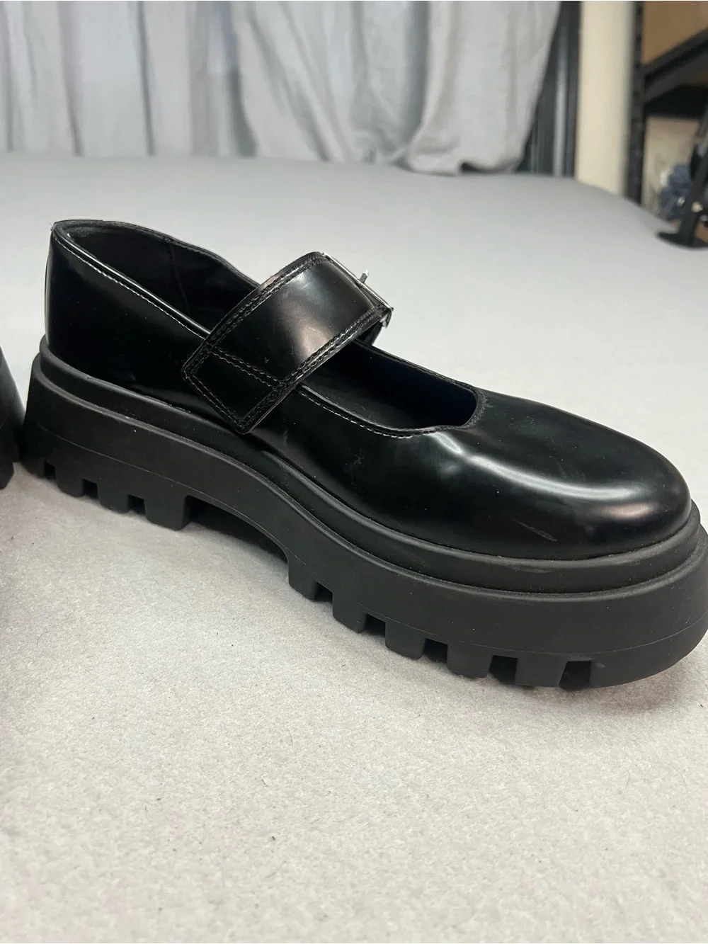 ASOS DESIGN Matchstick chunky mary jane flat shoes in black size 6